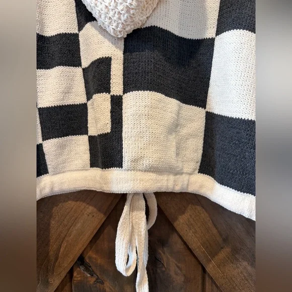 NWOT Mello Brand Hooded Checkered Sweater Sz L - Picture 12 of 16